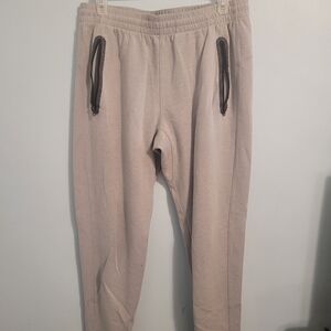 Old Navy Men's Beige Joggers with Black Zippers